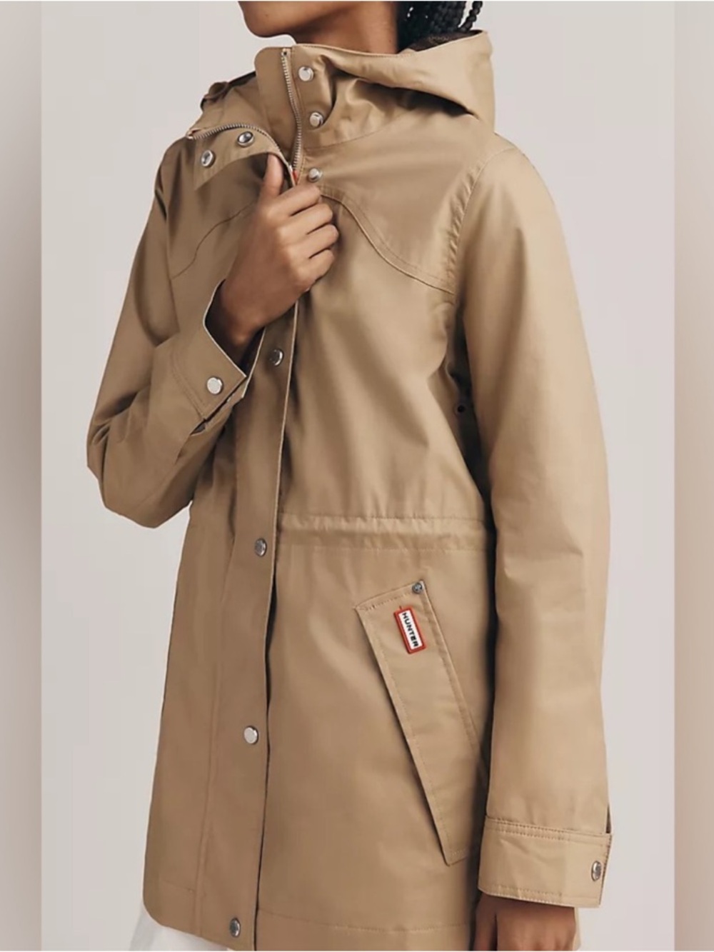 Hunter Adela Women's Hooded Trench Coat in Beige M - Picture 2 of 6